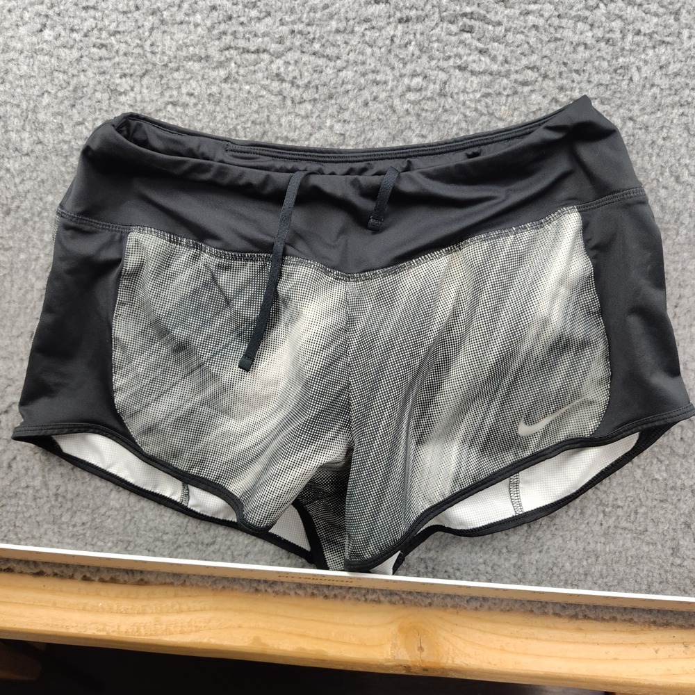 Nike Shorts Sz Small Dri-FIT Running Black White Polka Dot EUC